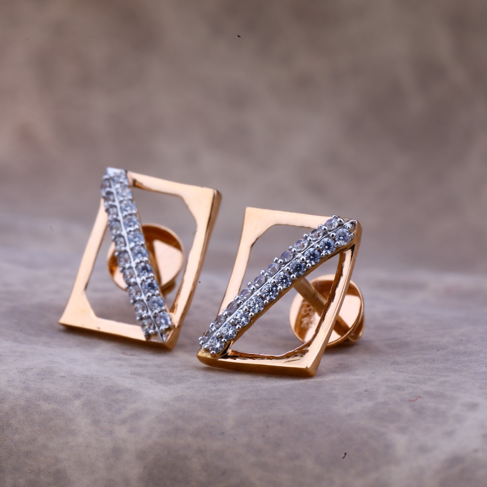 Ladies 18K Rose Gold Fancy Designer Earring -RE51