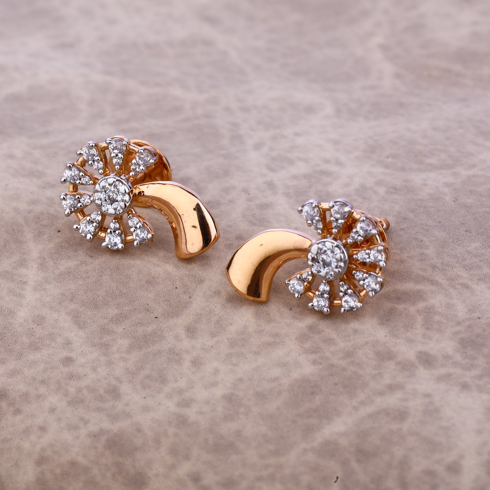 Ladies 18K Rose Gold New Designer Earring -RE50