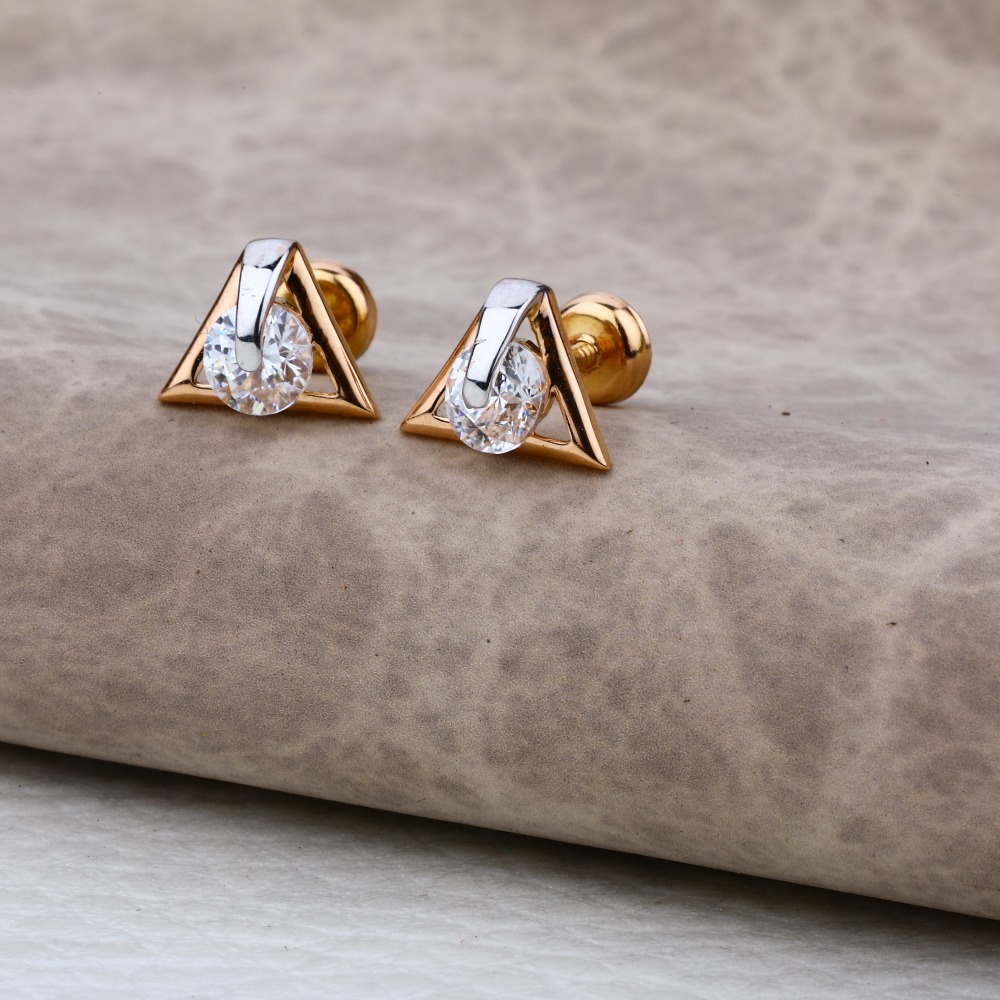 Ladies 18K Rose Gold New CZ Fancy Earring -RE47