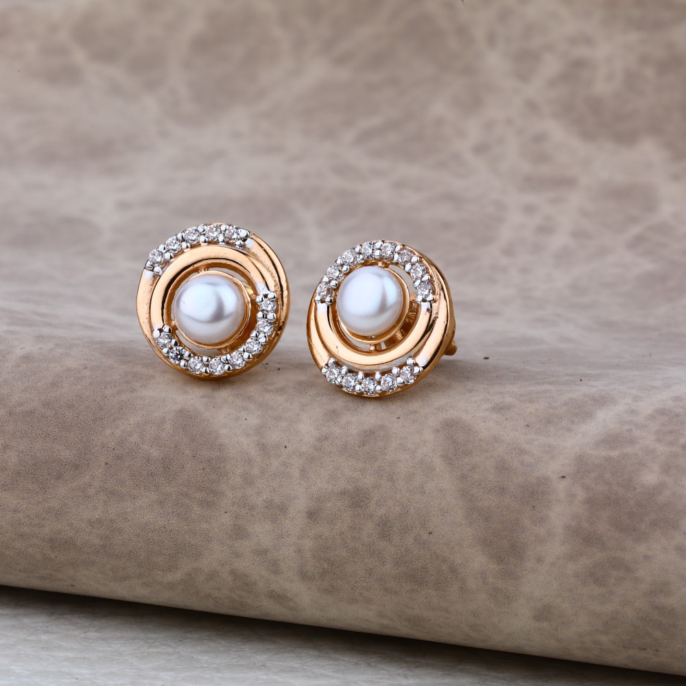 Ladies 18K Rose Gold New Fancy Earring -RE45