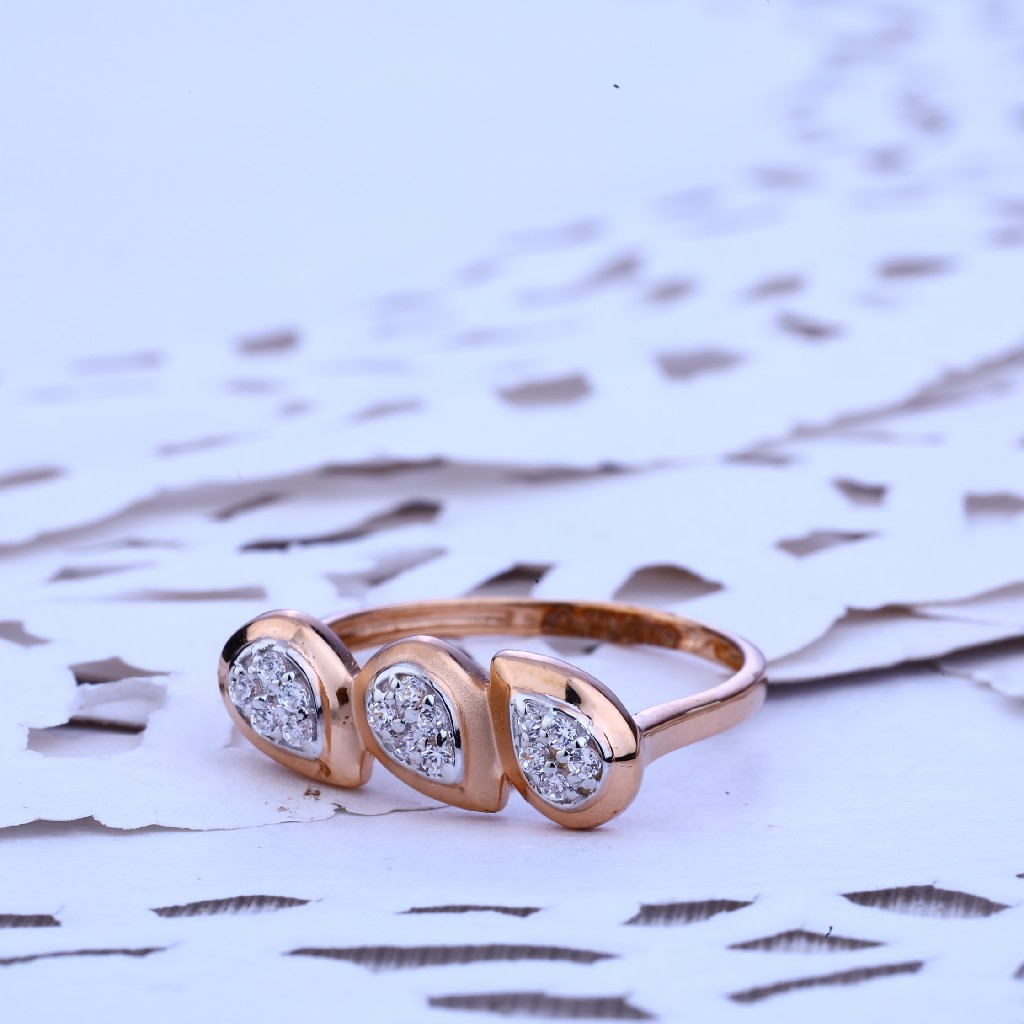 Ladies Rose Gold Cz 18K Stylish Ring-RLR225