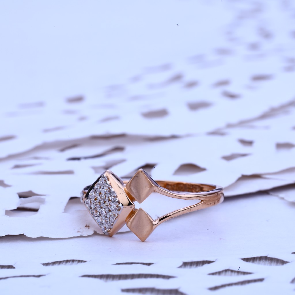 18K Rose Gold Ladies Cz Ring-RLR224