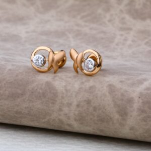 Ladies 76 Rose Gold Round CZ Earring -RE26