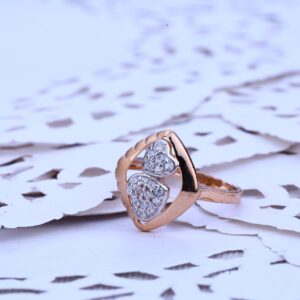 Ladies 18K Rose Gold Ladies Cz Ring-RLR216