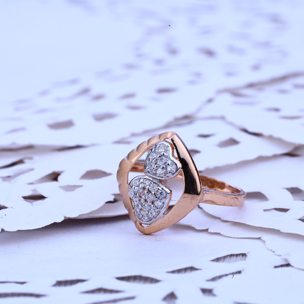 Ladies 18K Rose Gold Ladies Cz Ring-RLR216