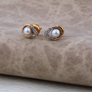 Ladies 18K Rose Gold Round Earring -RE23