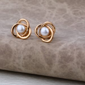 Ladies 18K Rose Gold CZ Earring -RE21