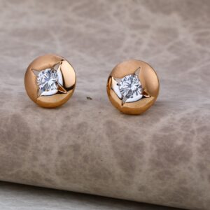 Ladies 18K Rose Gold Round Earring -RE12