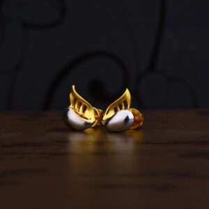 Ladies 916 Gold  CZ Plain Earring -LPE222