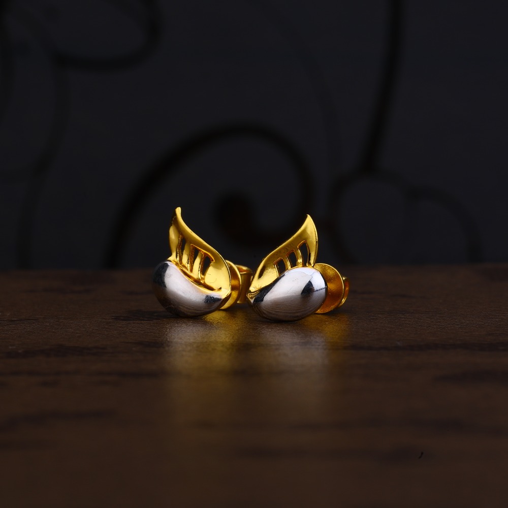 Ladies 916 Gold  CZ Plain Earring -LPE222