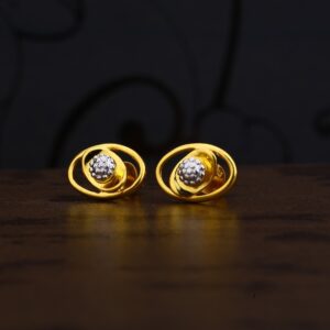 Ladies 22K Gold CZ Plain Earring -LPE221