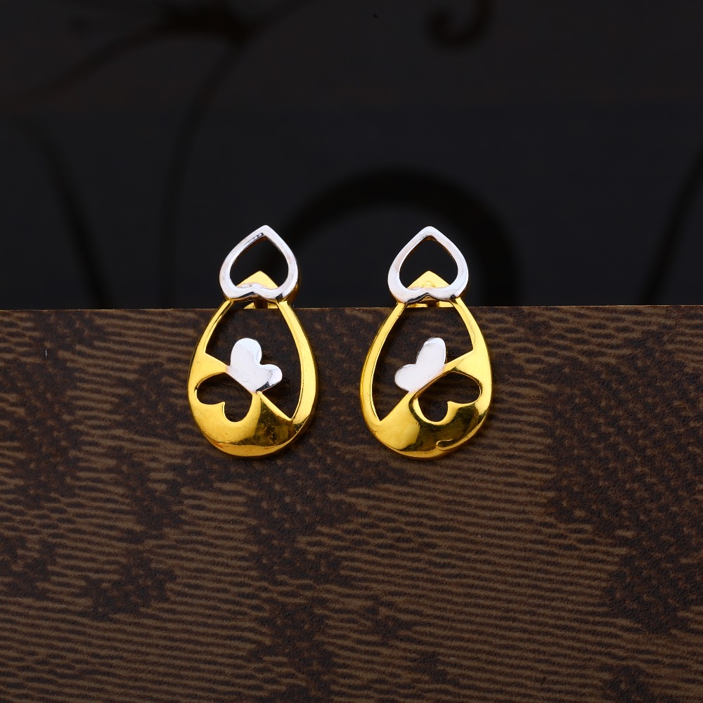Ladies 916 Gold Designer Plain Earring -LPE218