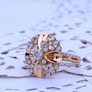 Rose Gold Ladies Designer Cz Ring-RLR192