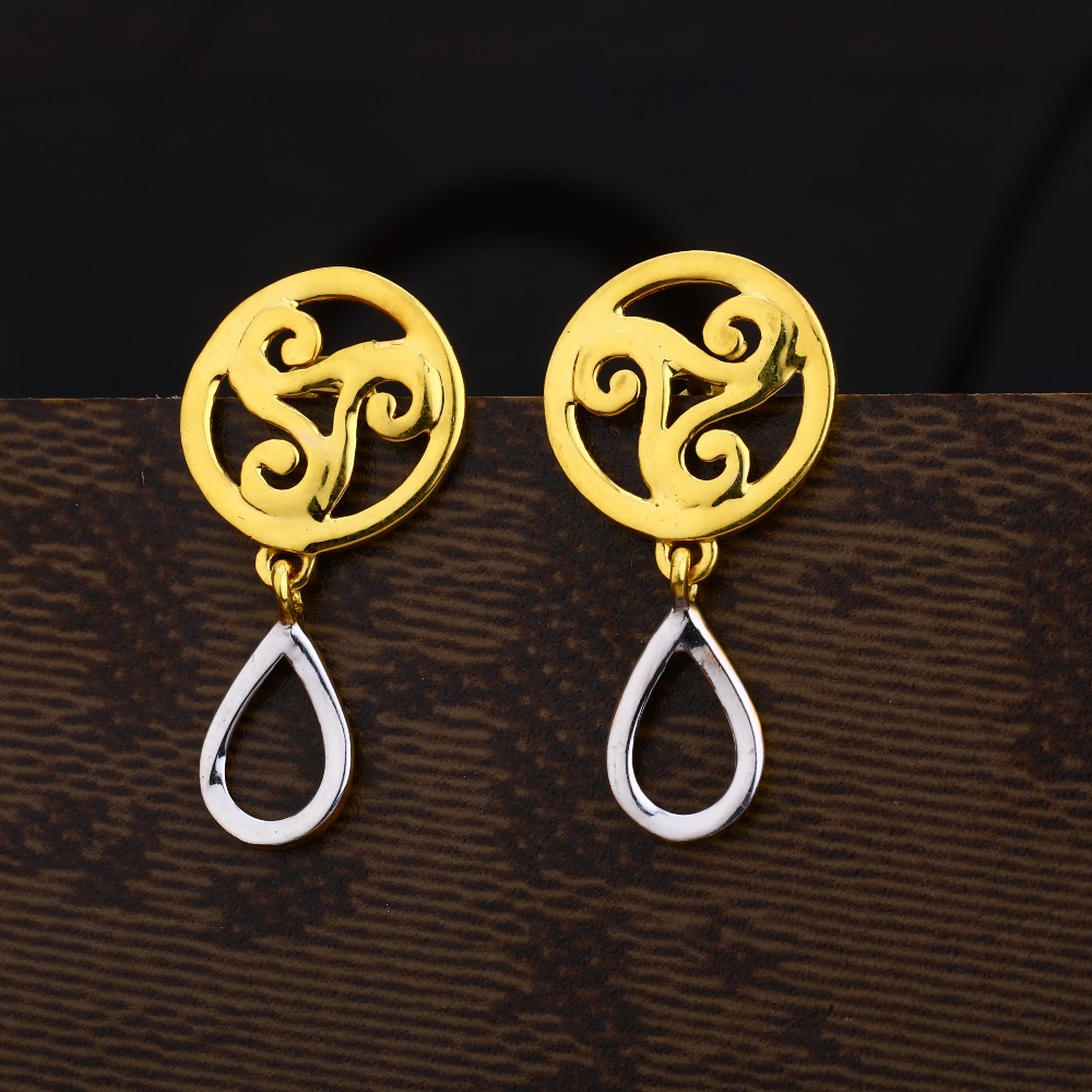 Ladies 22K Gold Fancy CZ Earring -LPE212