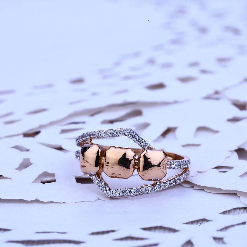 Ladies Rose Gold Cz 18K Fancy Ring-RLR190