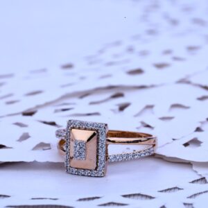 Ladies Rose Gold Cz 18k Designer Ring-RLR188