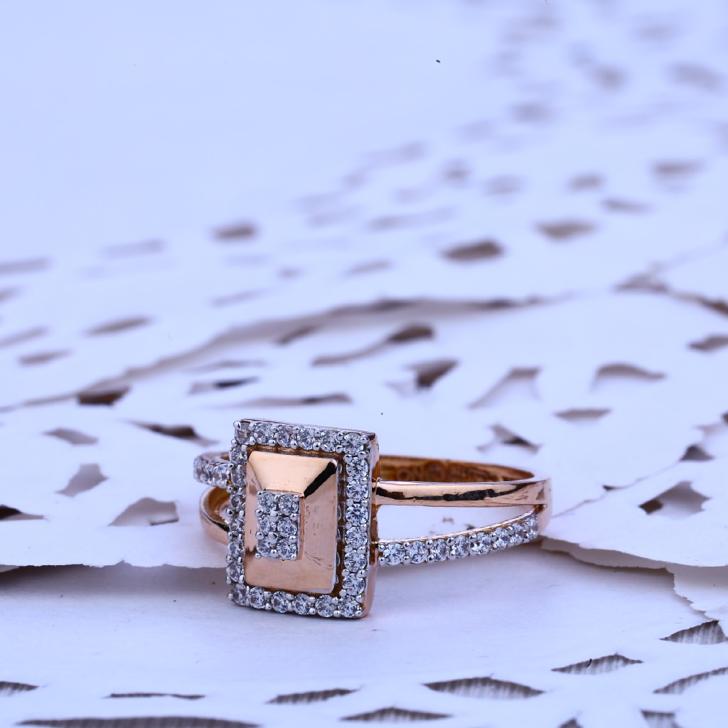 Ladies Rose Gold Cz 18k Designer Ring-RLR188