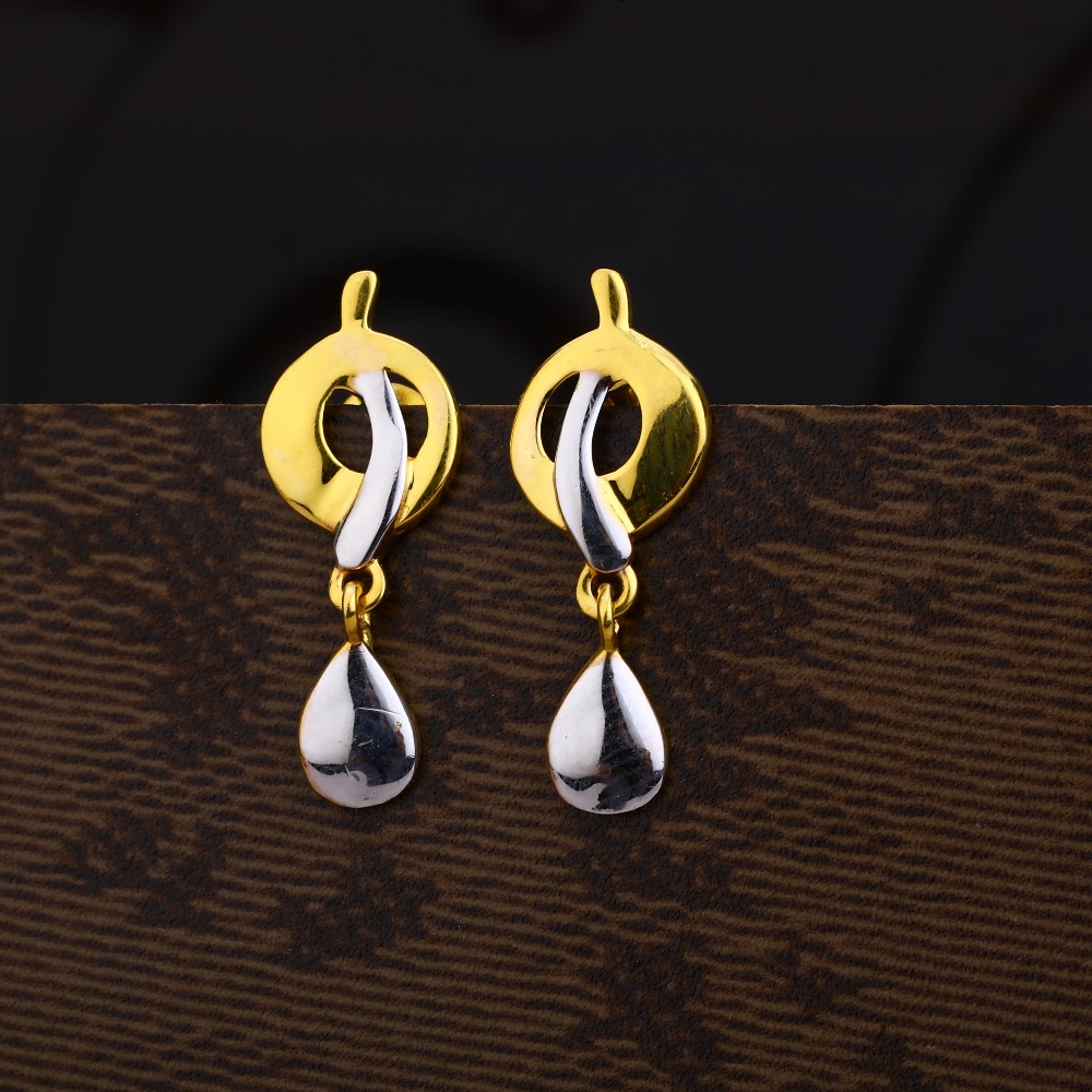 Ladies 916 Gold Plain CZ Earring -LPE207
