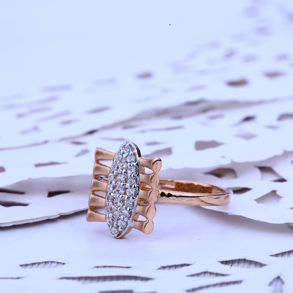 Ladies Rose Gold Cz 18K Designer Ring-RLR174