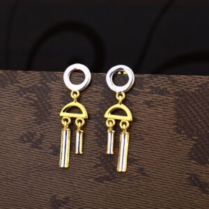 Ladies 22K Gold Cz Plain Earring -LPE179