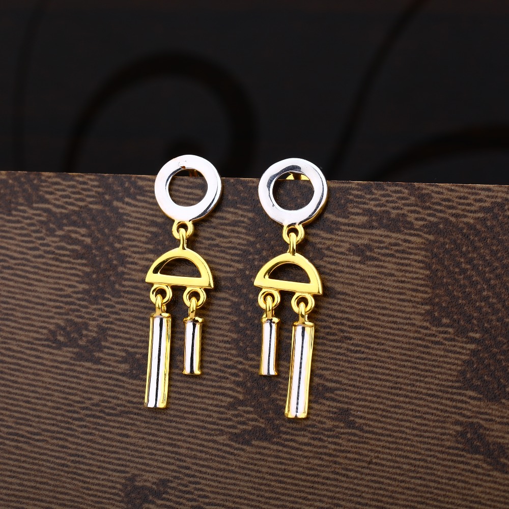 Ladies 22K Gold Cz Plain Earring -LPE179