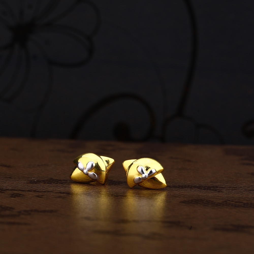 Ladies 22K Gold Casting CZ Earring -LPE169