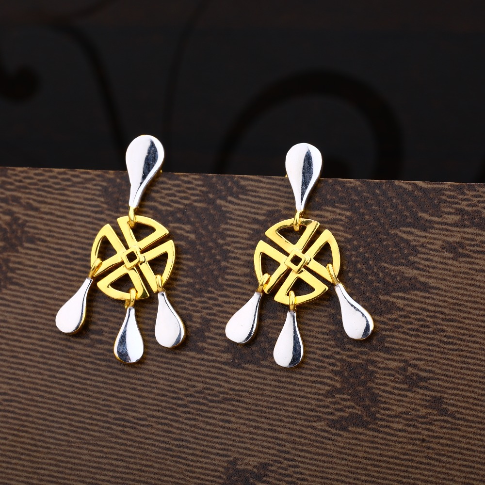 Ladies 22K Gold Cz Plain Earring -LPE167