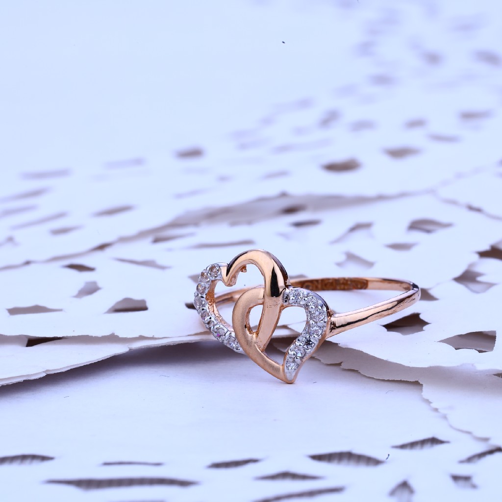 Rose Gold Ladies 18K Heart Ring-RLR171