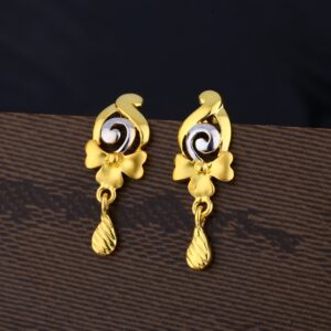 Ladies 916 Gold Designer Plain Earring -LPE158