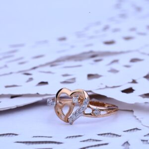 Rose Gold Ladies 18K Heart Ring-RLR169