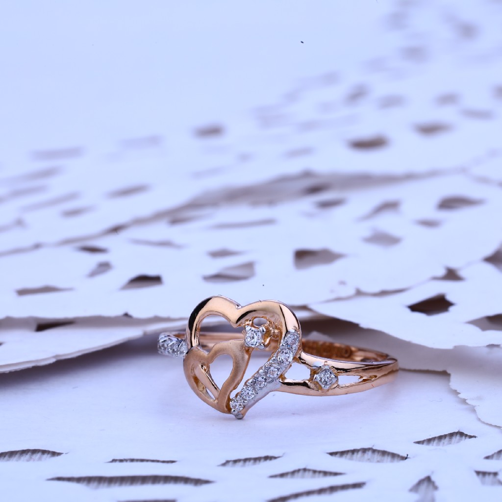 Rose Gold Ladies 18K Heart Ring-RLR169