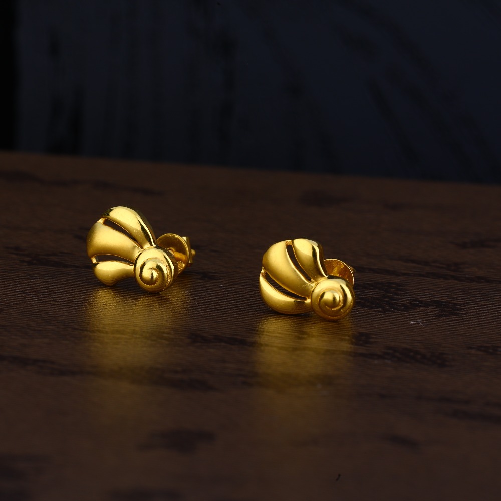 Ladies 22KGold Fancy Plain Earring -LPE144