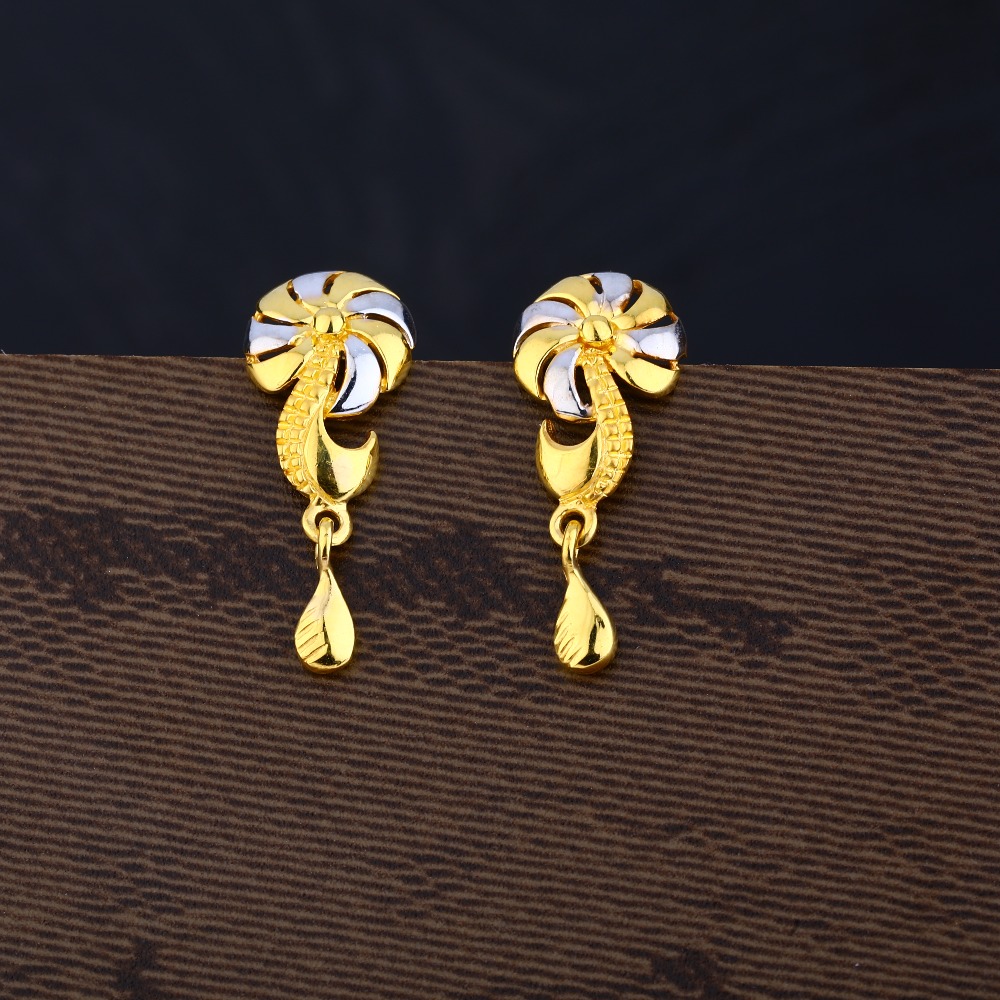 Ladies 916 Gold Fancy Designer Plain Earring -LPE123