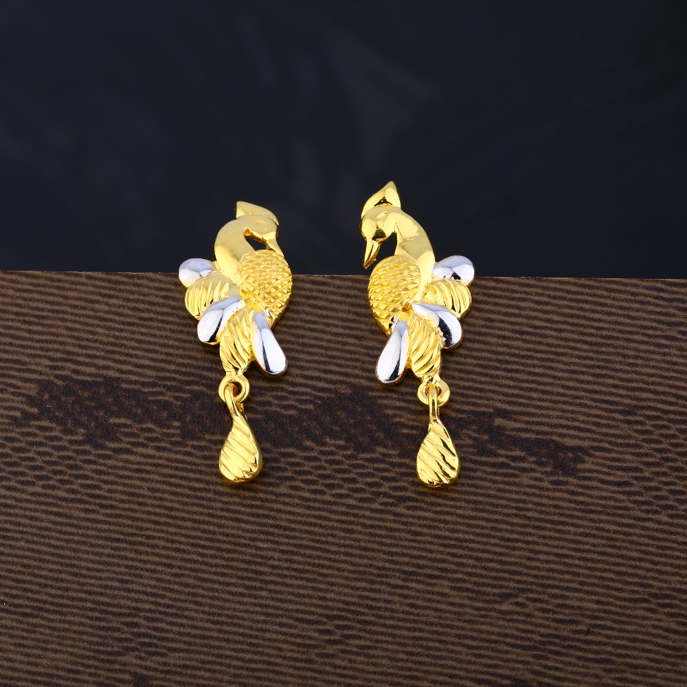 Ladies 22K Gold Designer Plain Earring -LPE116