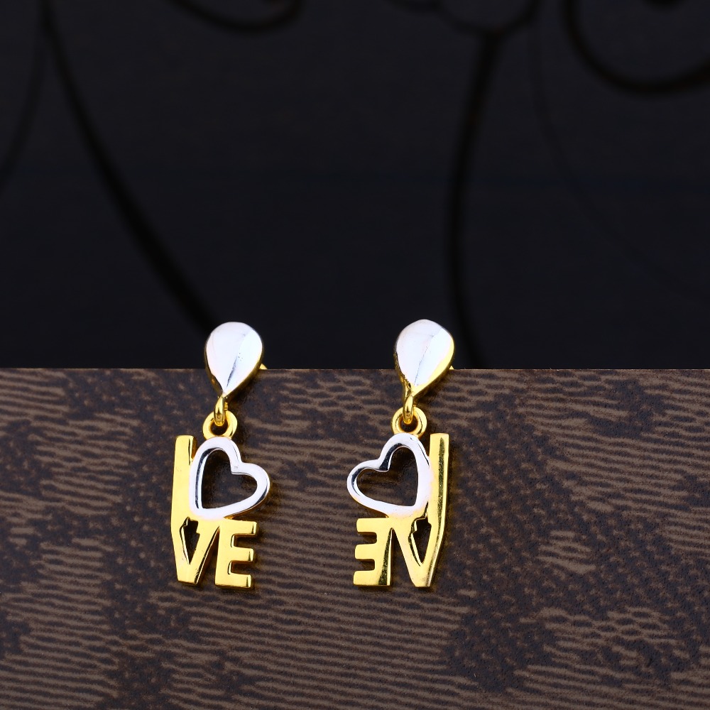 Ladies 22K Gold Casting Cz Earring -LPE97