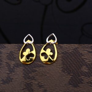 Ladies 22K Gold Casting Plain Cz Earring -LPE95