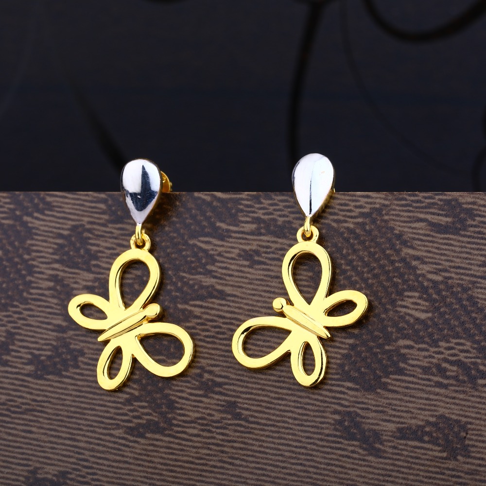 Ladies 22K Gold Plain Designer earring -LPE60