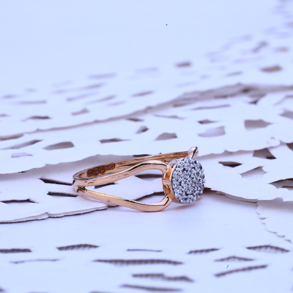 Ladies Fancy 18K Cz Rose Gold Ring-RLR143 - Image 3