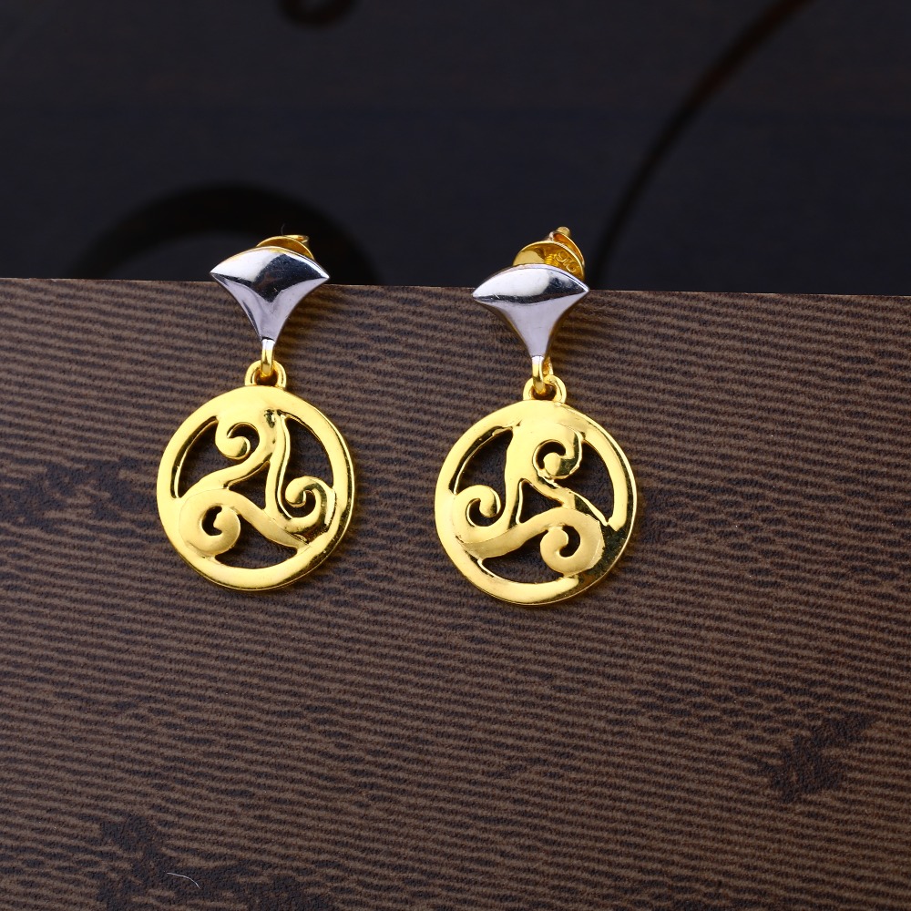 Ladies 22K Gold Round Plain Earring-LPE23