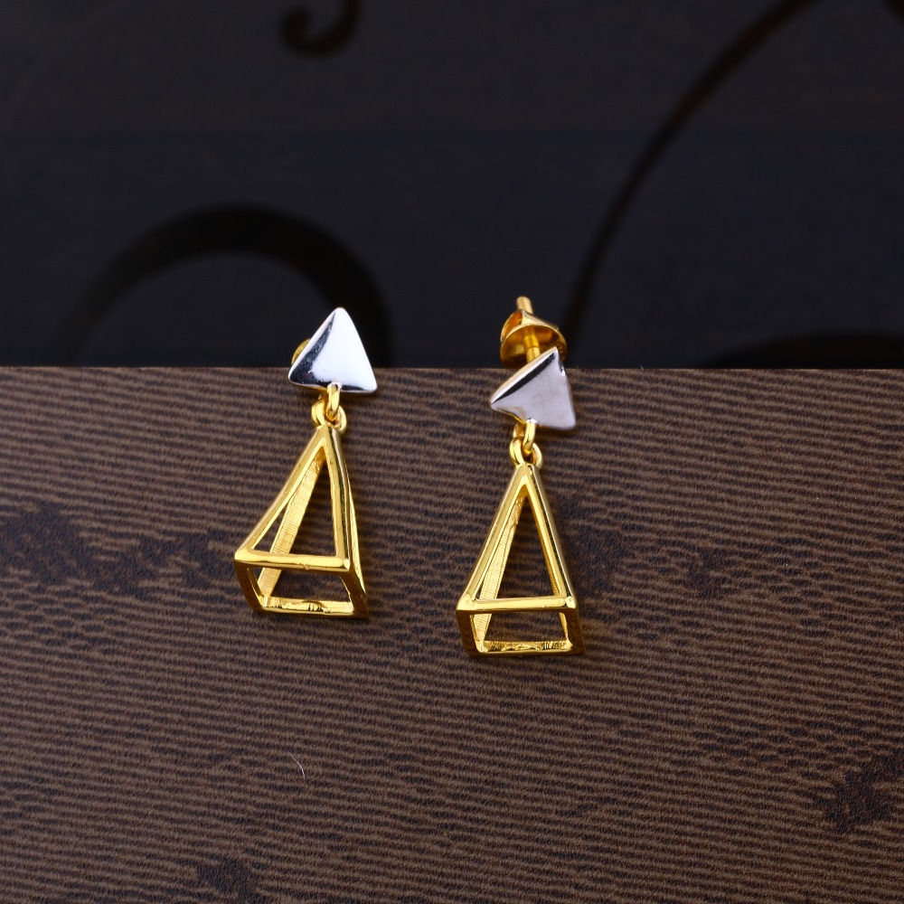 Ladies 916 Gold Long Plain Earring -LPE22