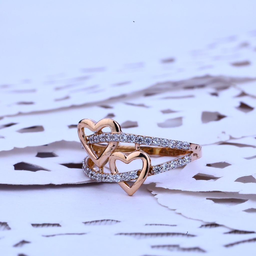 Ladies Rose Gold 18K Heart Design Ring-RLR132