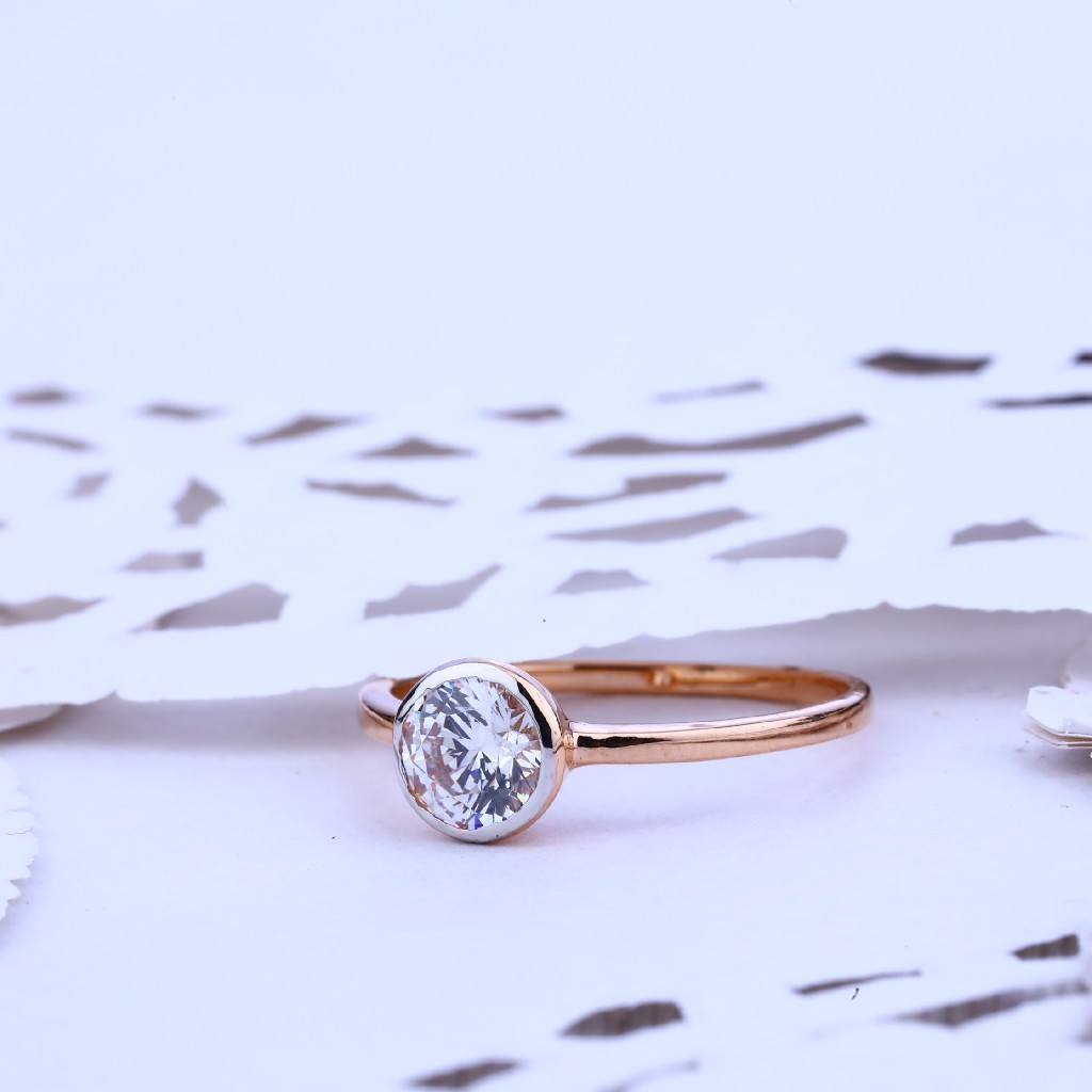 Rose Gold Solitaire Ladies Ring-RLR115