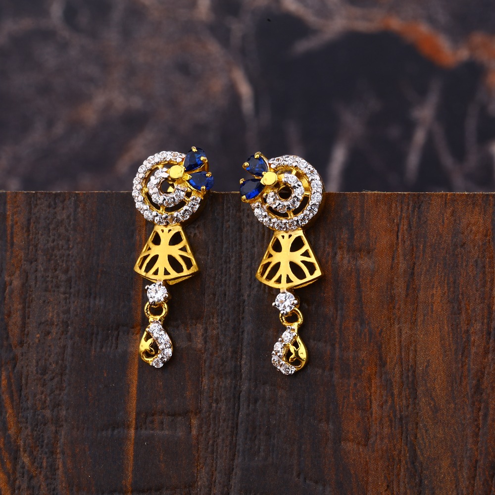 Ladies 22K Gold Designer Fancy Earring -LFE279