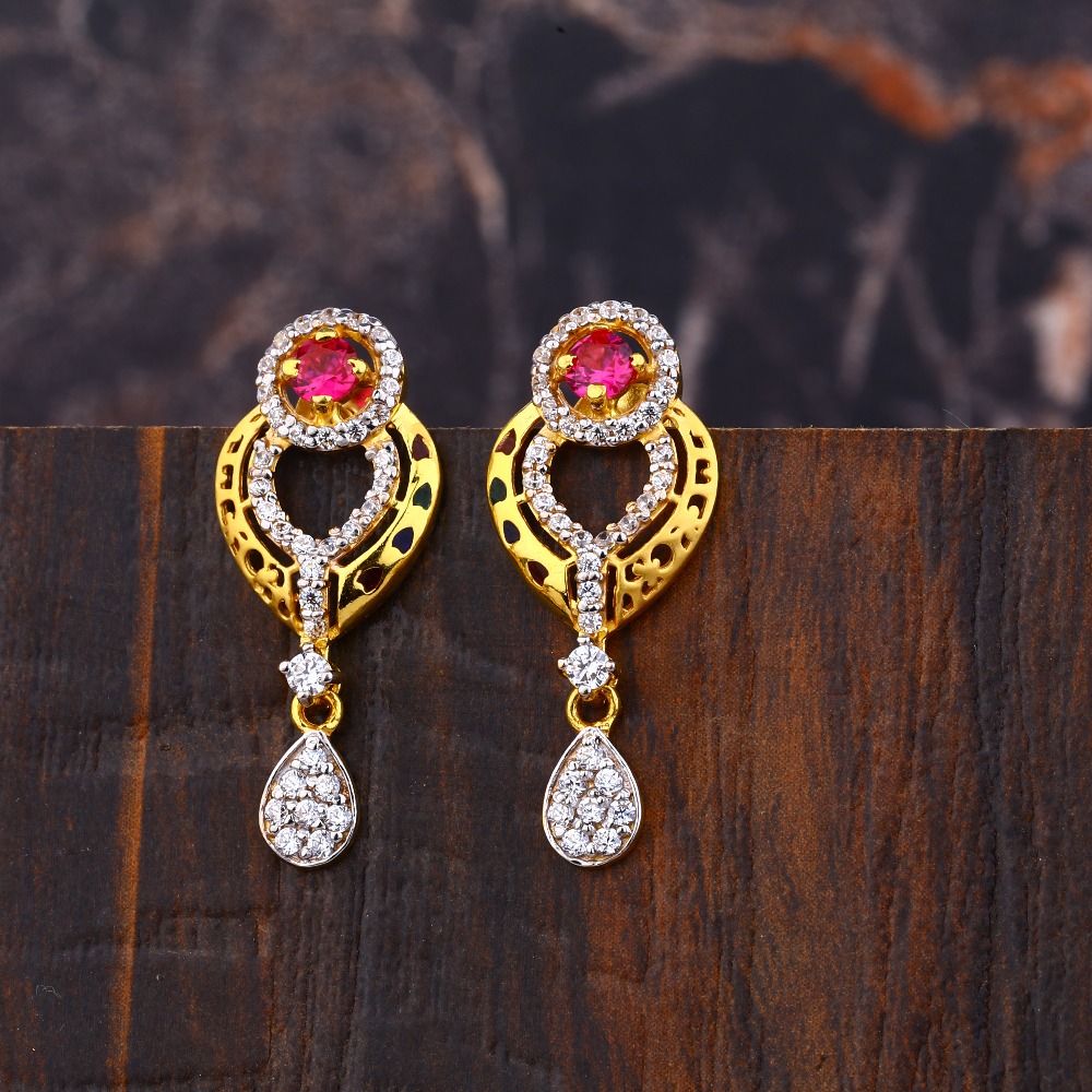 Ladies 916 Gold Designer Diamond Earring -LFE269
