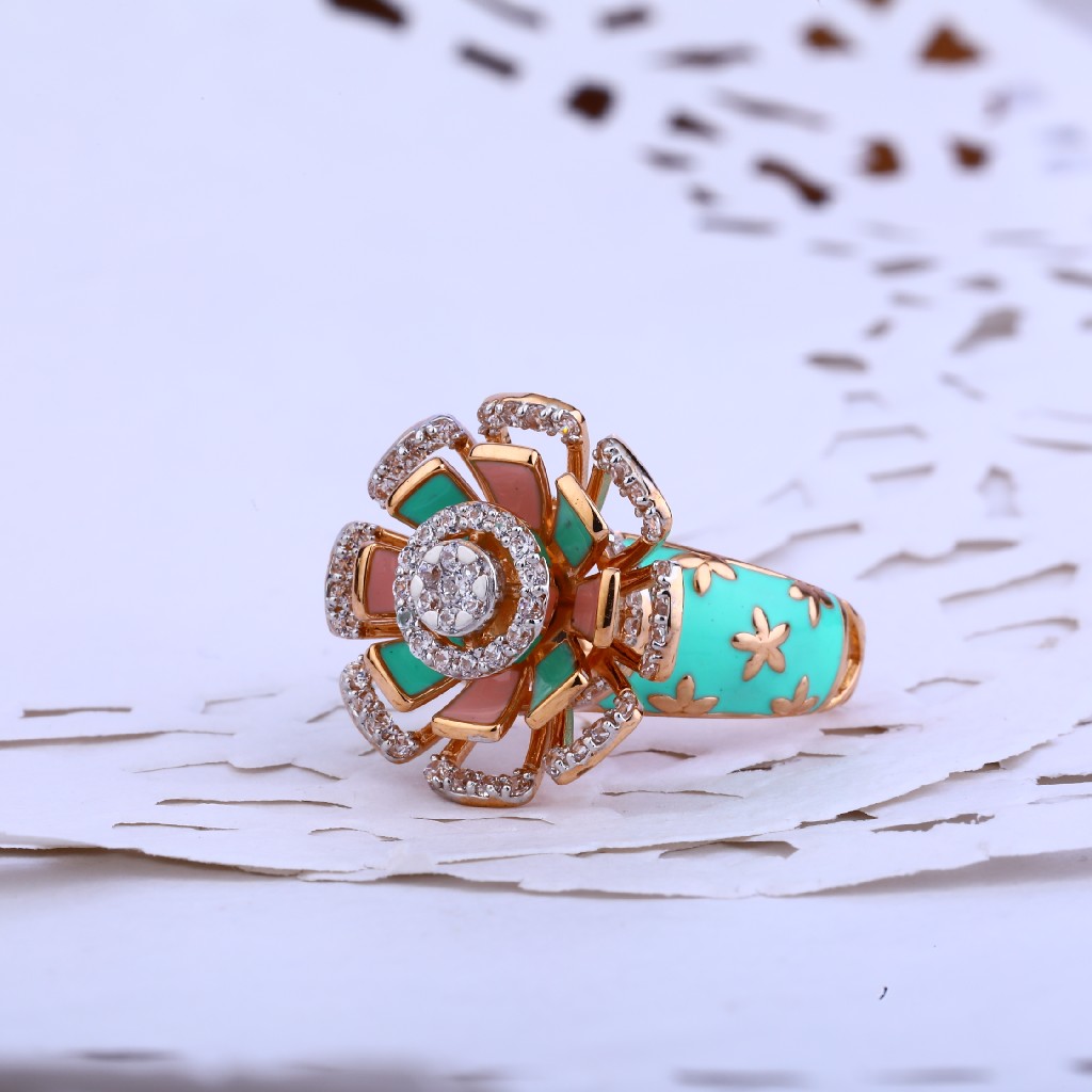 Ladies Rose Gold Designer Cz Ring-RLR89
