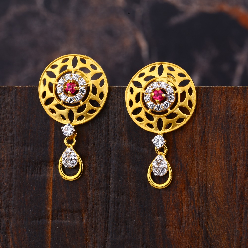 Ladies 22K New Fancy Round Earring -LFE263