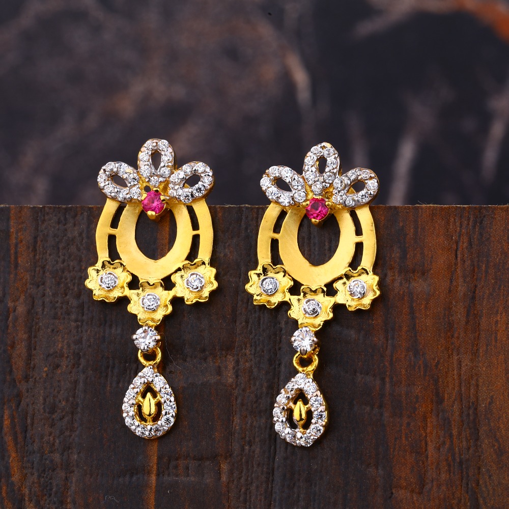 Ladies 22K Gold New Fancy Earring -LFE261
