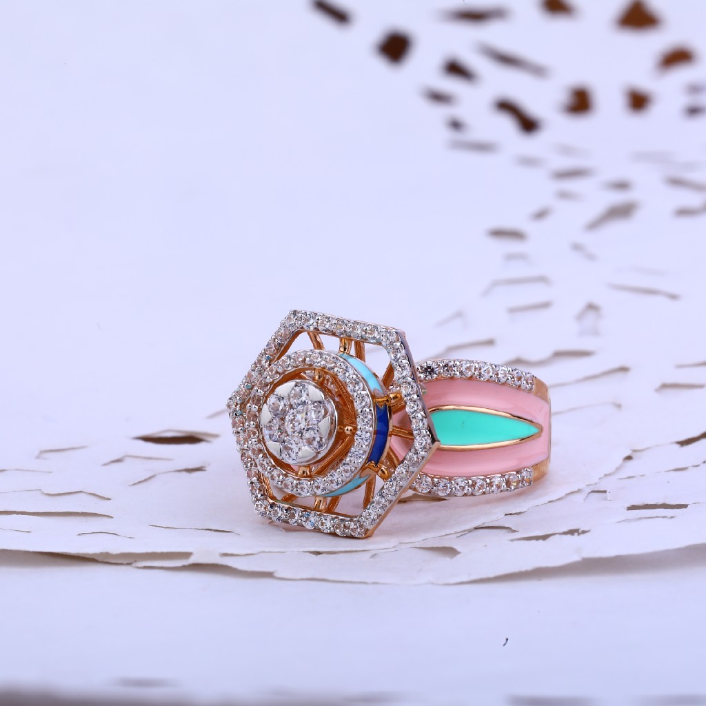 Ladies Fancy 18K Rose Gold Ring-RLR87