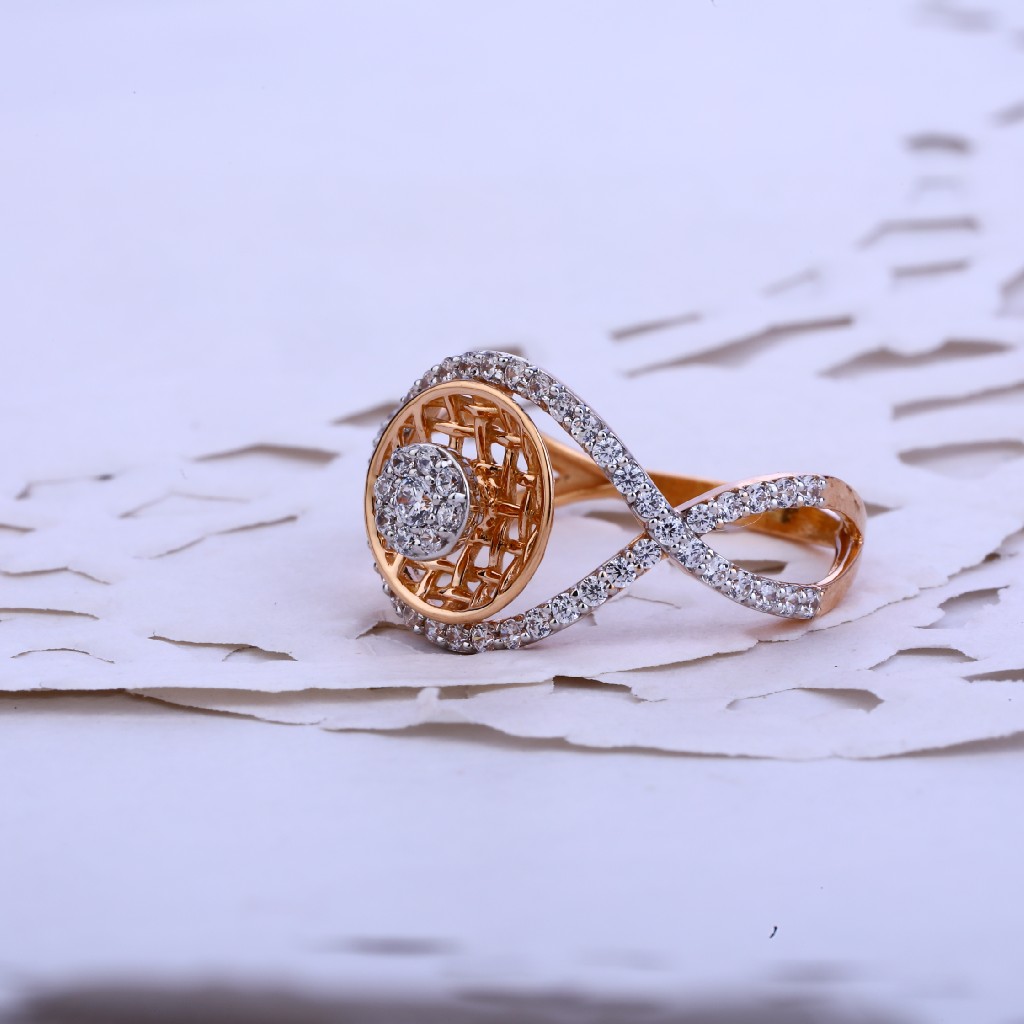 Ladies Fancy Rose Gold Cz Ring-RLR74