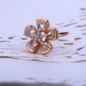 Ladies Rose Gold Flower Design Ring-RLR70